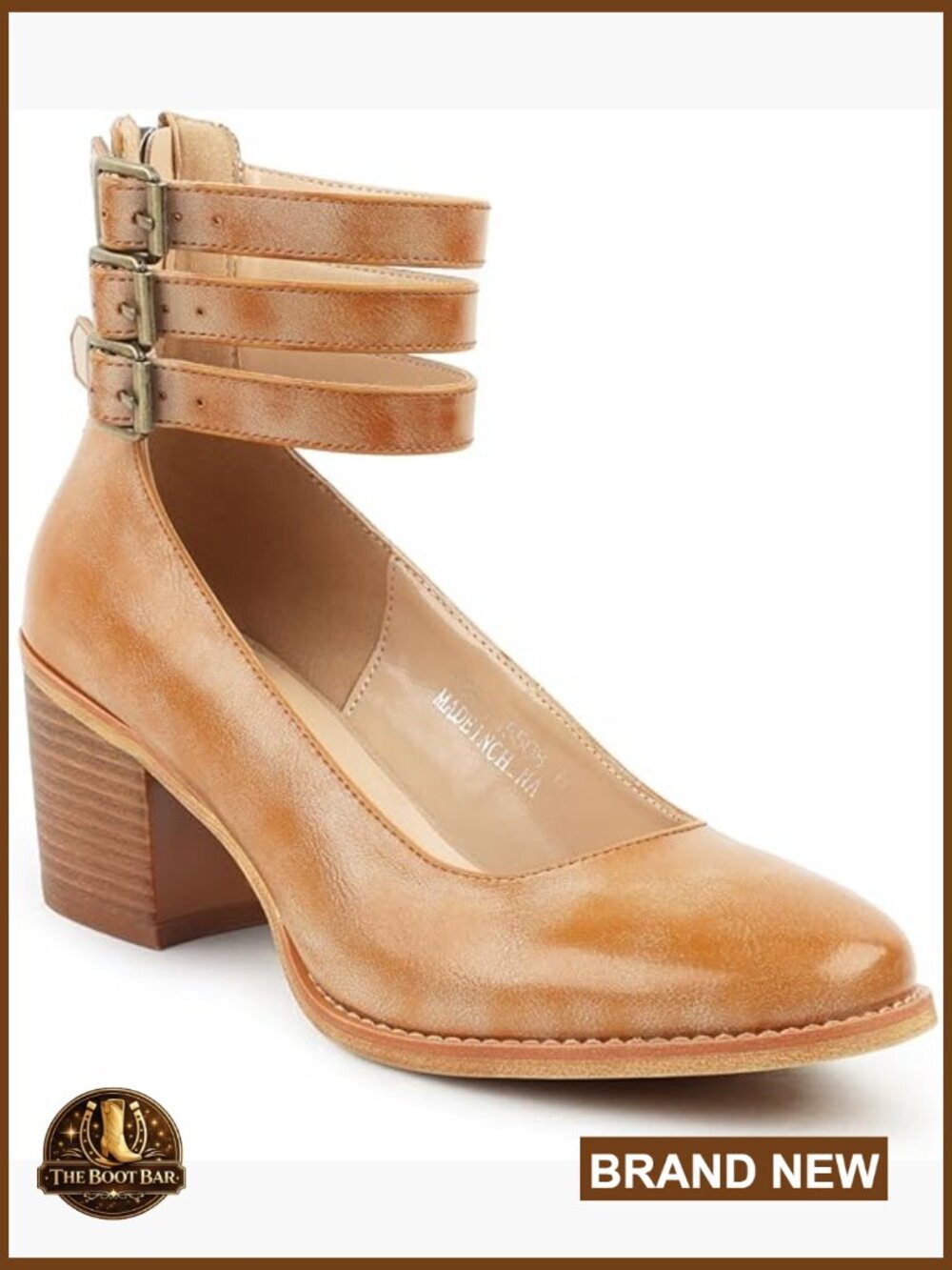 Vintage Mary Jane Heels Chunky Round Toe Pumps Adjustable Straps Back Zipper